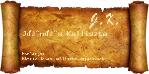 Jónás Kalliszta névjegykártya